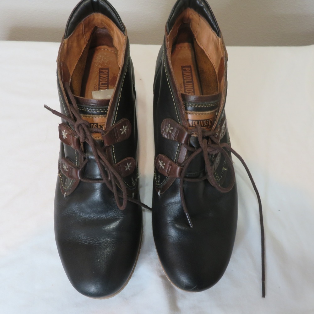 Pikolinos Brown Leather Wedge Ankle Boots Lace Up Chukka Platform EU 40 US 9.5